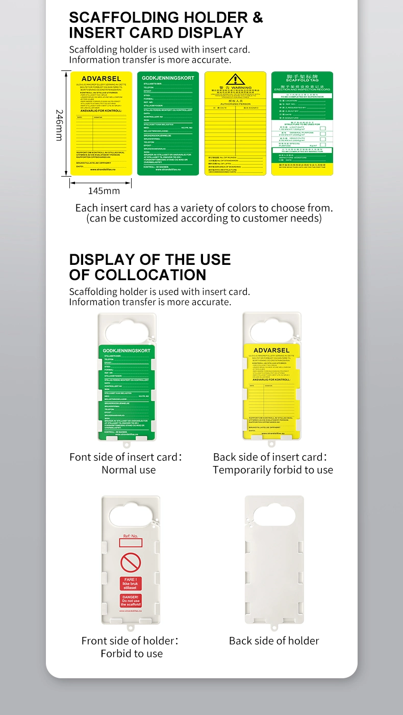 Safety Plastic Scaffold Inspection Tag, Printable Scaffolding Holder Tag Kits, Warning Scaffolding Tags