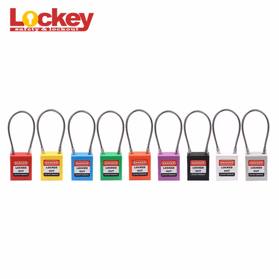 Candado de seguridad industrial con cable de acero inoxidable Lockey Loto con llave maestra