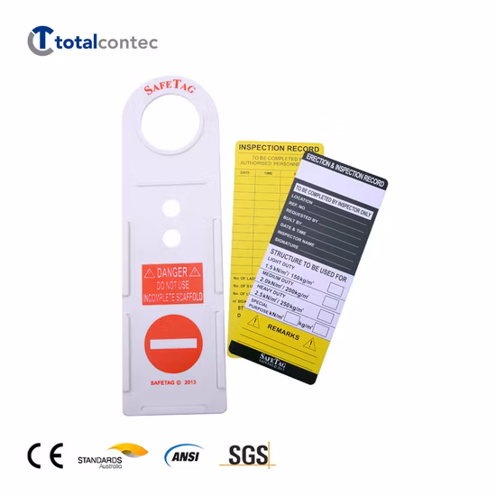 Piezas de andamios Tarjeta de inspección de advertencia y kits de soporte Etiqueta de andamio de seguridad de plástico para la construcción